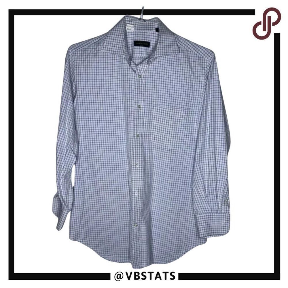 Corneliani Blue/White Plaid Dress‎ Shirt Size 15.5 / 39